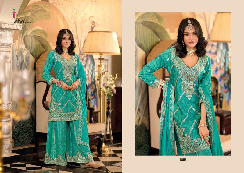 Eba Lifestyle Sangam Chinon Digital Print Embroidered Work Salwar Suit