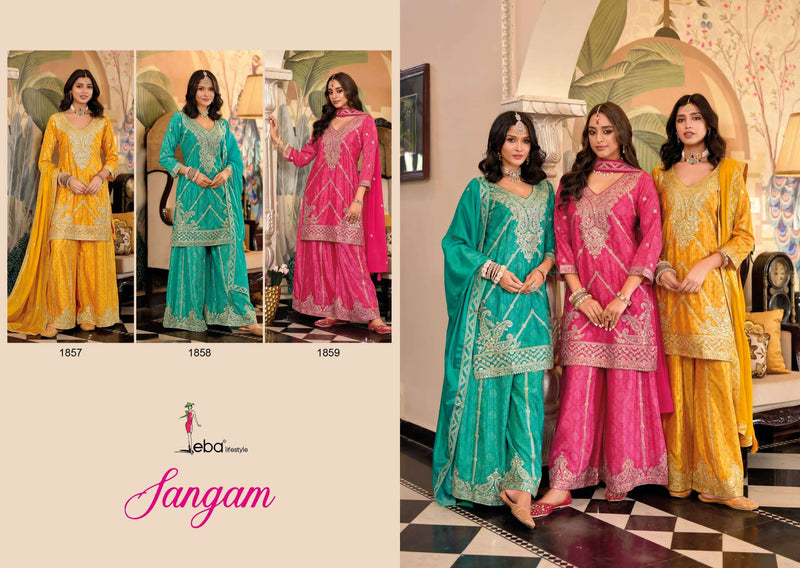 Eba Lifestyle Sangam Chinon Digital Print Embroidered Work Salwar Suit