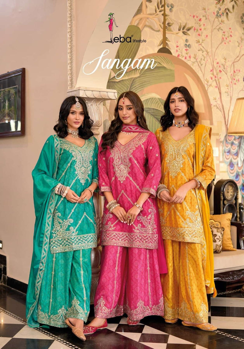 Eba Lifestyle Sangam Chinon Digital Print Embroidered Work Salwar Suit