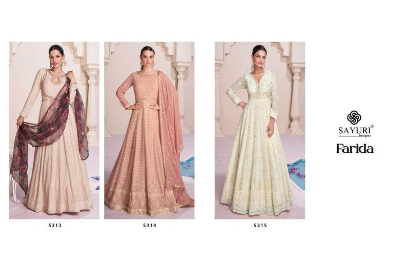 Sayuri Designer Farida Georgette With regal Look Gown Suits