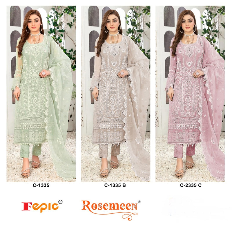 Fepic Rosemeen C 1335 Organza With Embroidery Designer Pakistani Suit Collection