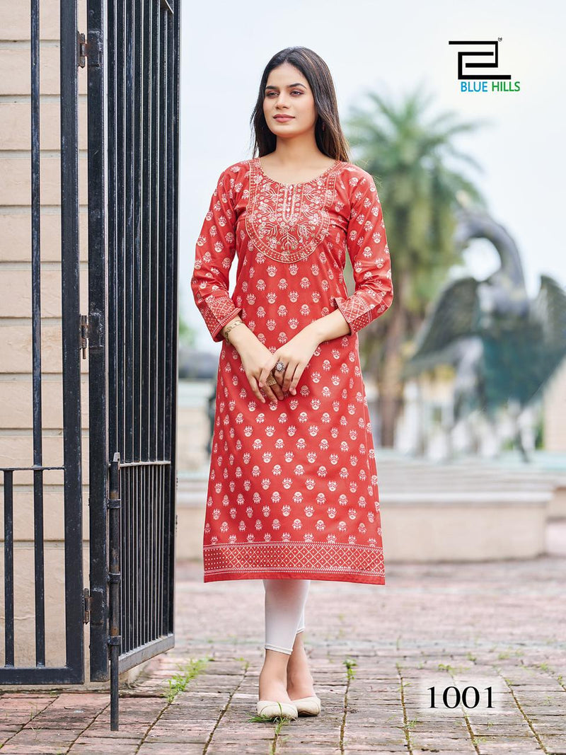 Blue Hills Festival Night Short Vol 1 Rayon Embroidery With Sequence Kurtis