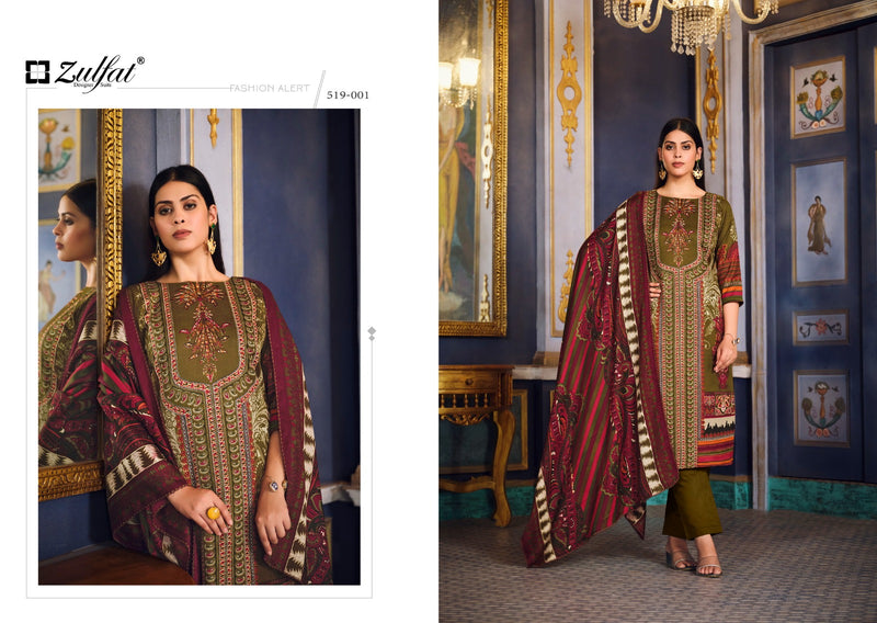 Zulfat Designer Suits Firdaus Pashmina Digital Printed Salwar Suit Collection