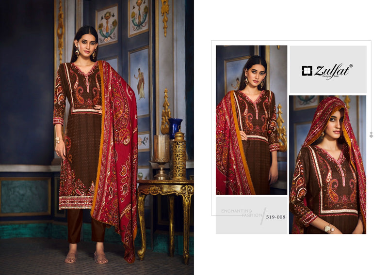 Zulfat Designer Suits Firdaus Pashmina Digital Printed Salwar Suit Collection