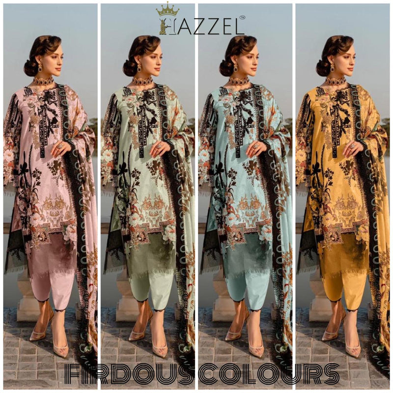 Hazzel Firdous Colours Cotton Print And Embroidery Work Salwar Kameez