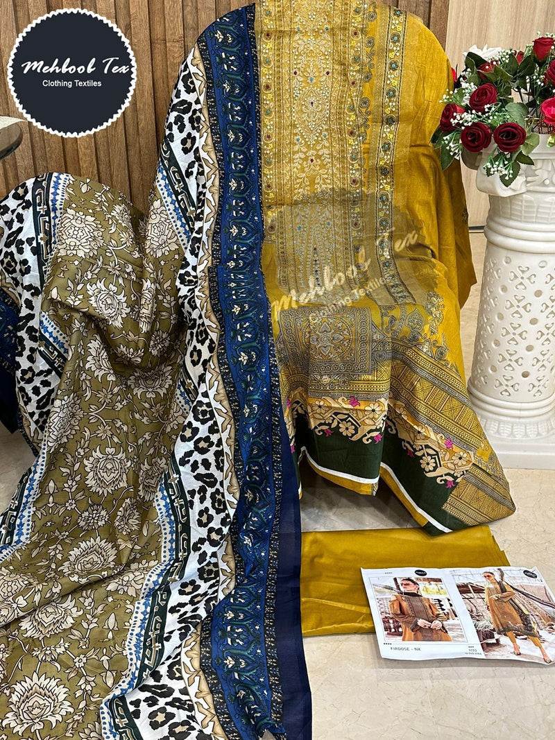 Mehboob Tex Firdose Nx Cotton Print With Patch Emboidery Designer Salwar Kameez