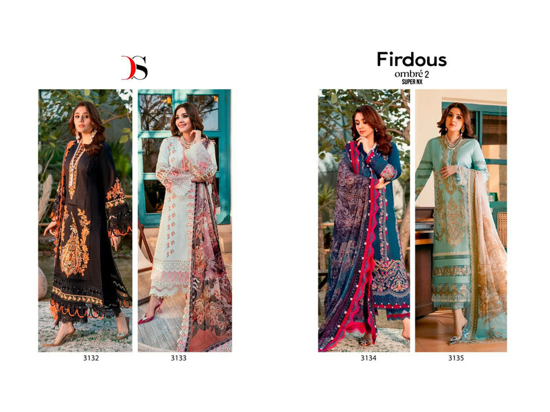 Deepsy Suits Firdous Ombre Embroidered Vol 2 Super Nx Cotton Embroidery Salwar Kameez