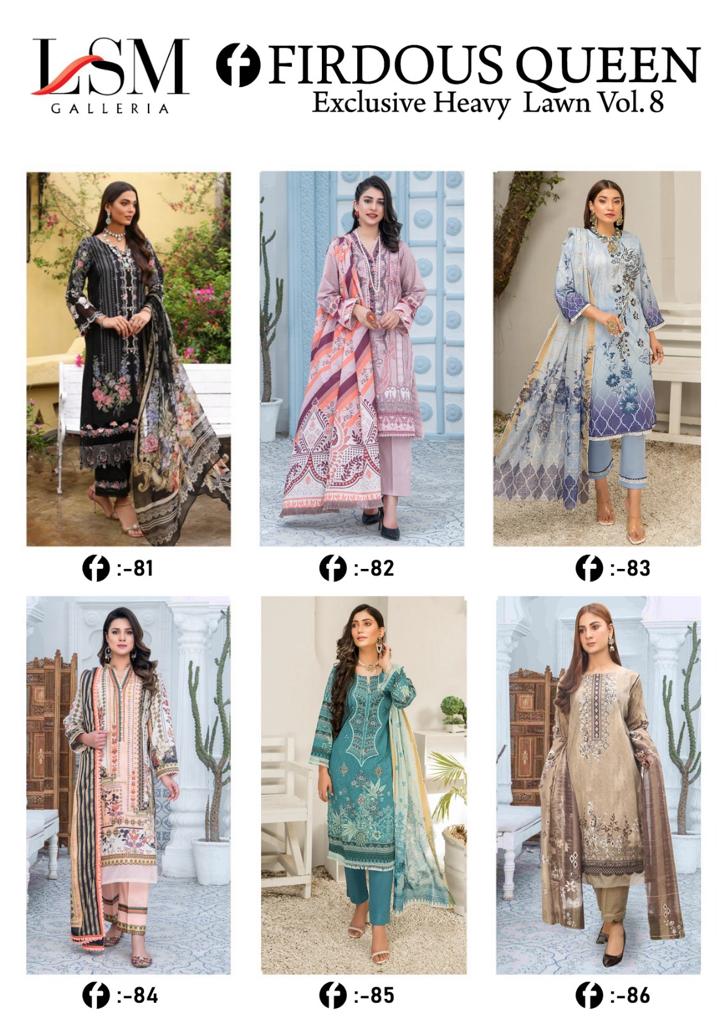 Lsm Galleria Firdous Queen Lawn Vol 8 Lawn Cotton Printed Salwar Kameez