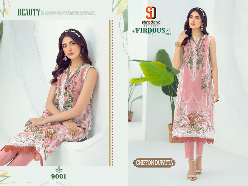 Sharaddha Designer Firdous Vol 9 Lawn Cotton Print With Fancy Embroidery Patch Work Designer Suits