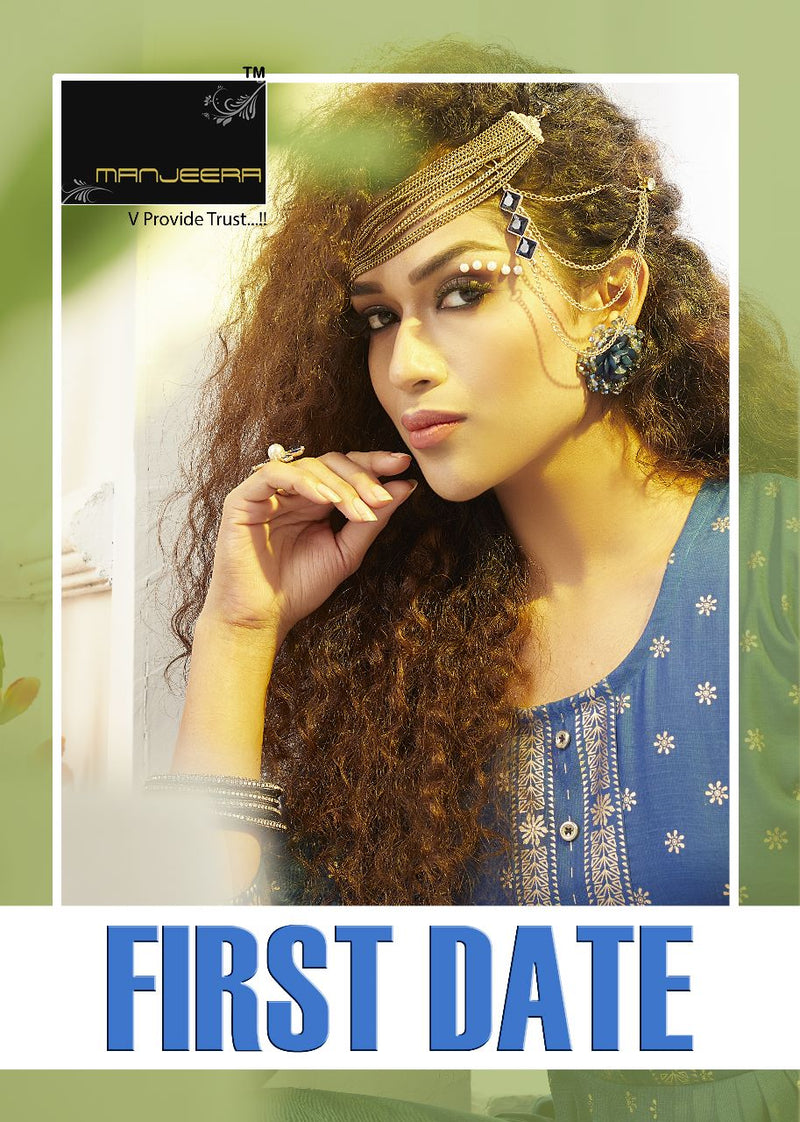 Manjeera Fashion First Date Two Tone Gold Capsule Print Fancy Kurti Combo Set