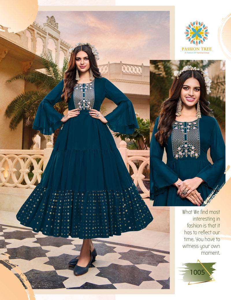 Passion Tree Flair Glory Vol 1 Georgette Fancy Embroidery Work Partywear Kurti