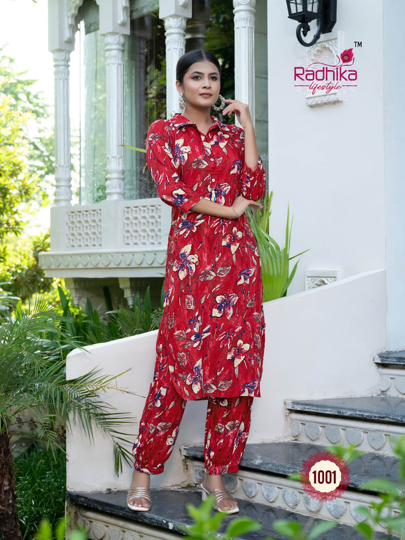 Radhika Lifestyle Floral Vol 1 Rayon Fancy Printed Kurti With Afghani Pant Collection