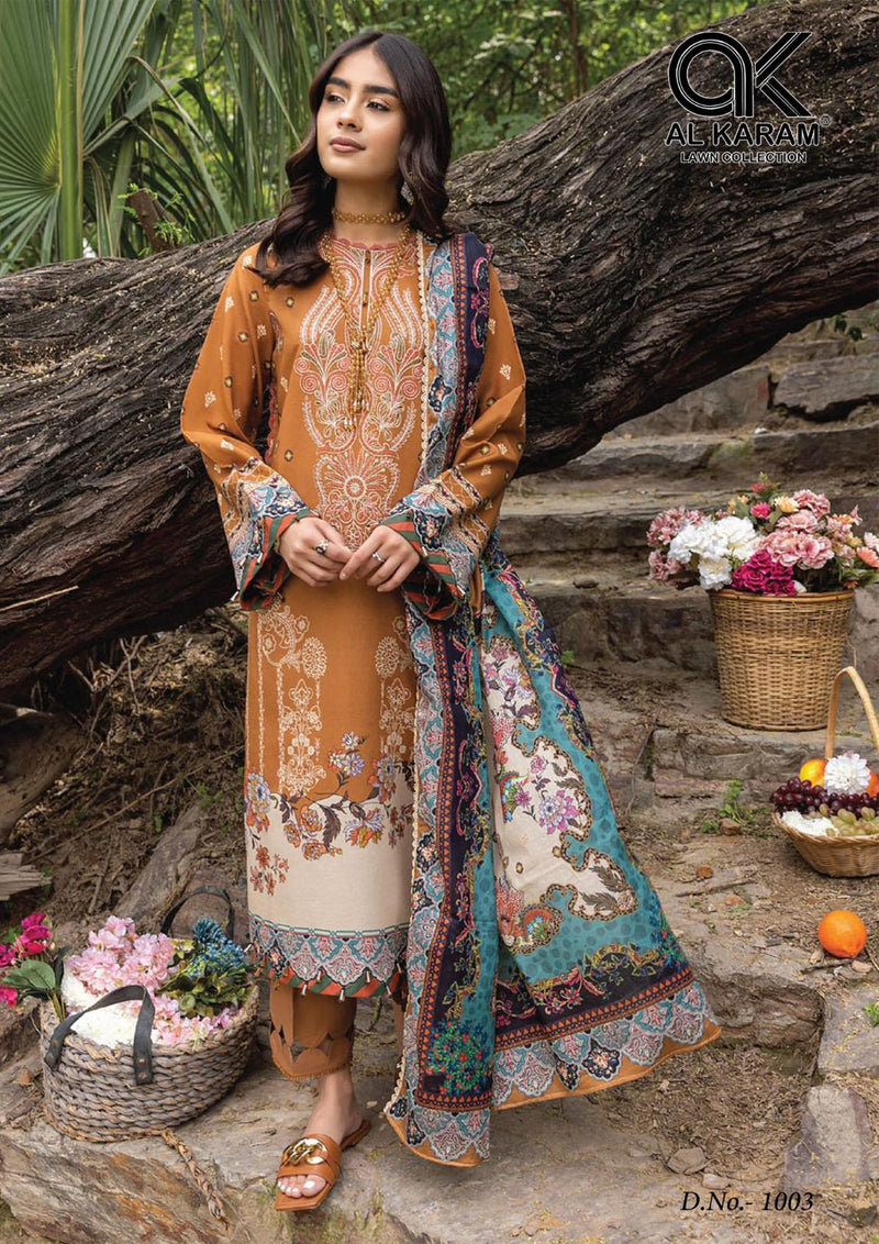 Al Karam Florence Cambric Cotton With Printed Salwar Kameez Collection