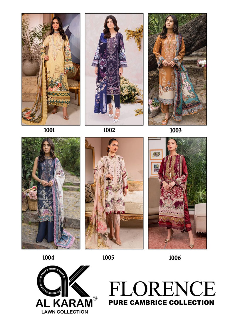 Al Karam Florence Cambric Cotton With Printed Salwar Kameez Collection