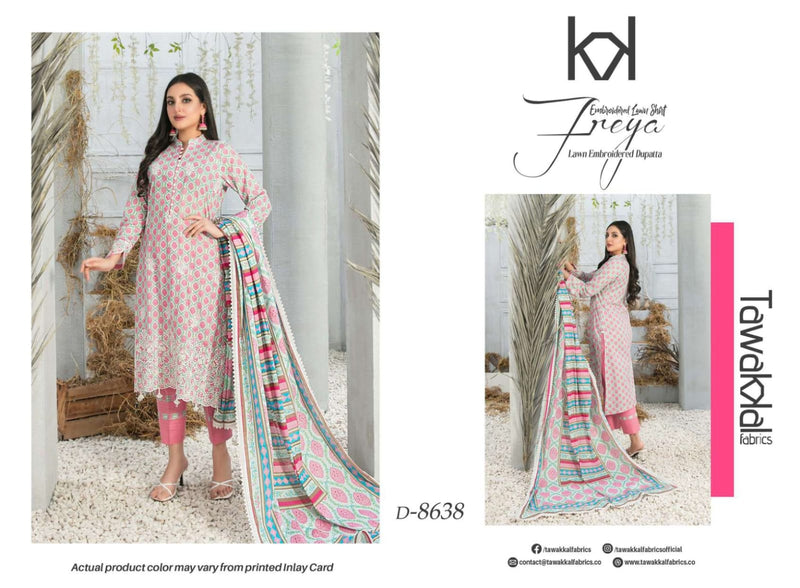 Tawakkal Fabrics Freya Lawn Daman Embroidered Digital Printed Pakistani Salwar Kameez