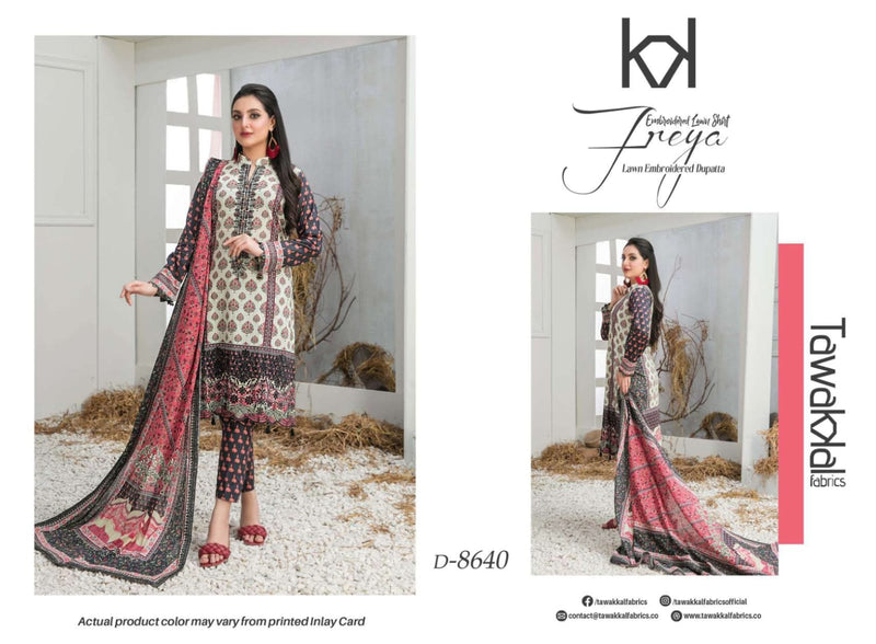 Tawakkal Fabrics Freya Lawn Daman Embroidered Digital Printed Pakistani Salwar Kameez