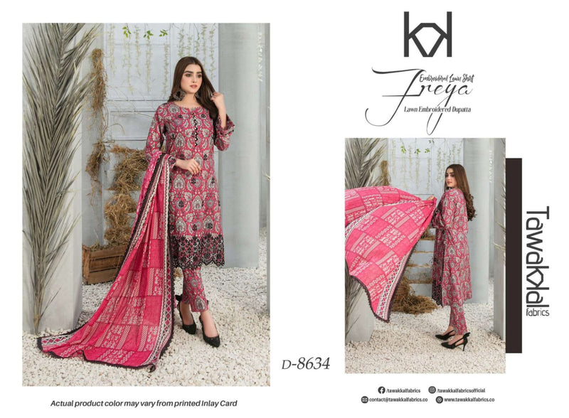 Tawakkal Fabrics Freya Lawn Daman Embroidered Digital Printed Pakistani Salwar Kameez