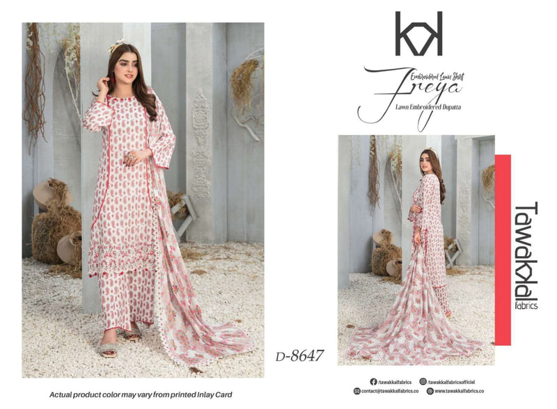 Tawakkal Fabrics Freya Lawn Daman Embroidered Digital Printed Pakistani Salwar Kameez