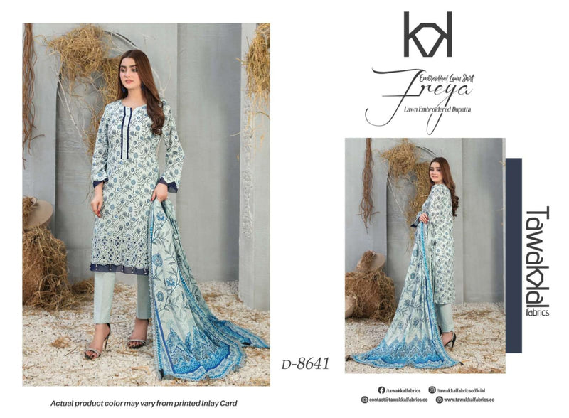 Tawakkal Fabrics Freya Lawn Daman Embroidered Digital Printed Pakistani Salwar Kameez