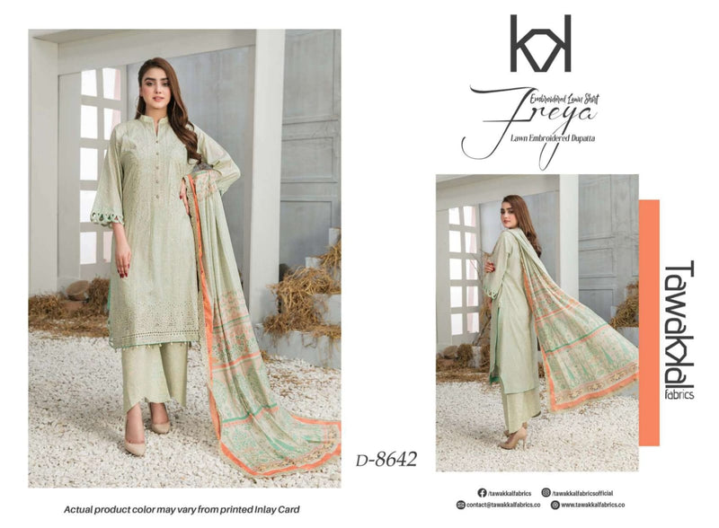 Tawakkal Fabrics Freya Lawn Daman Embroidered Digital Printed Pakistani Salwar Kameez