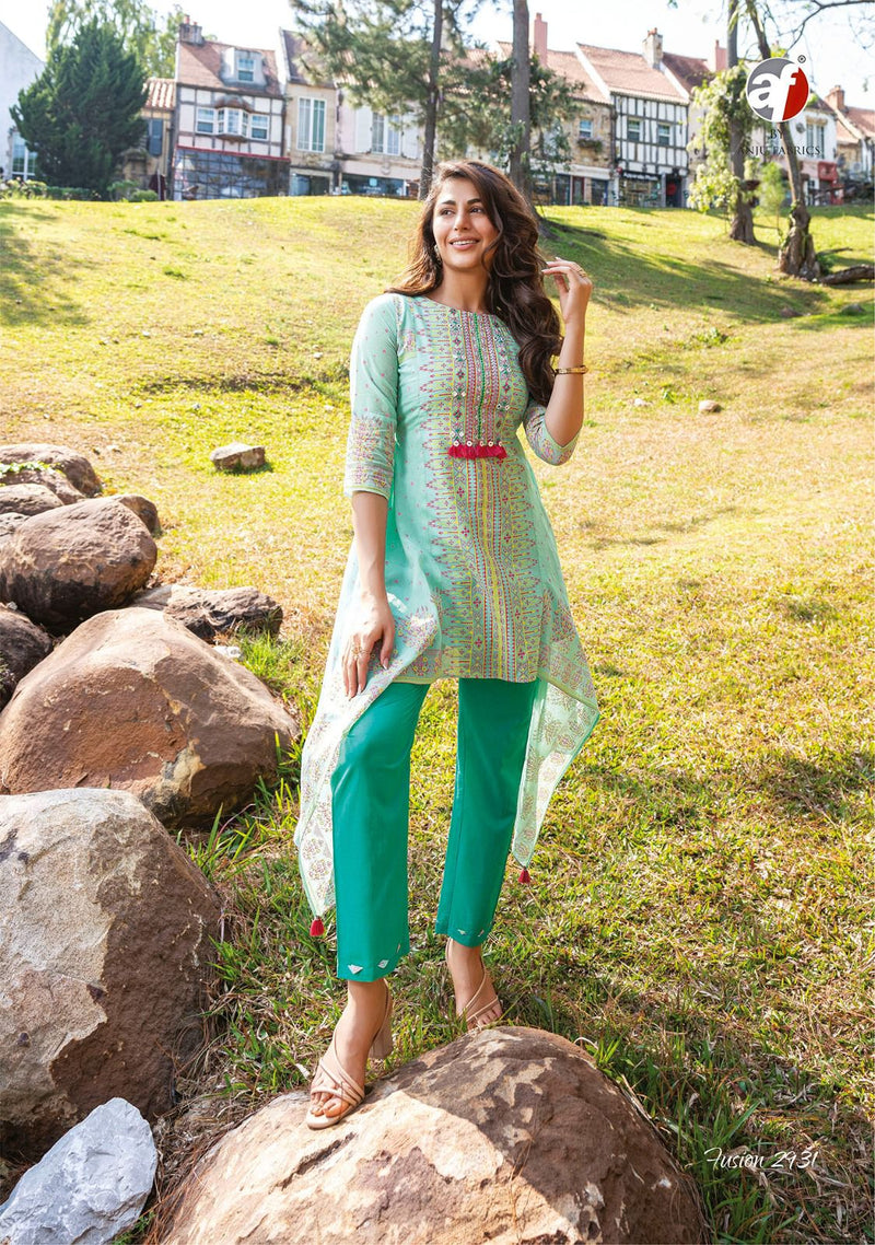 Anju Fabrics Fusion Vol 2 Mul Cotton Fancy Embroidery Designer Top With Bottom Combo Set