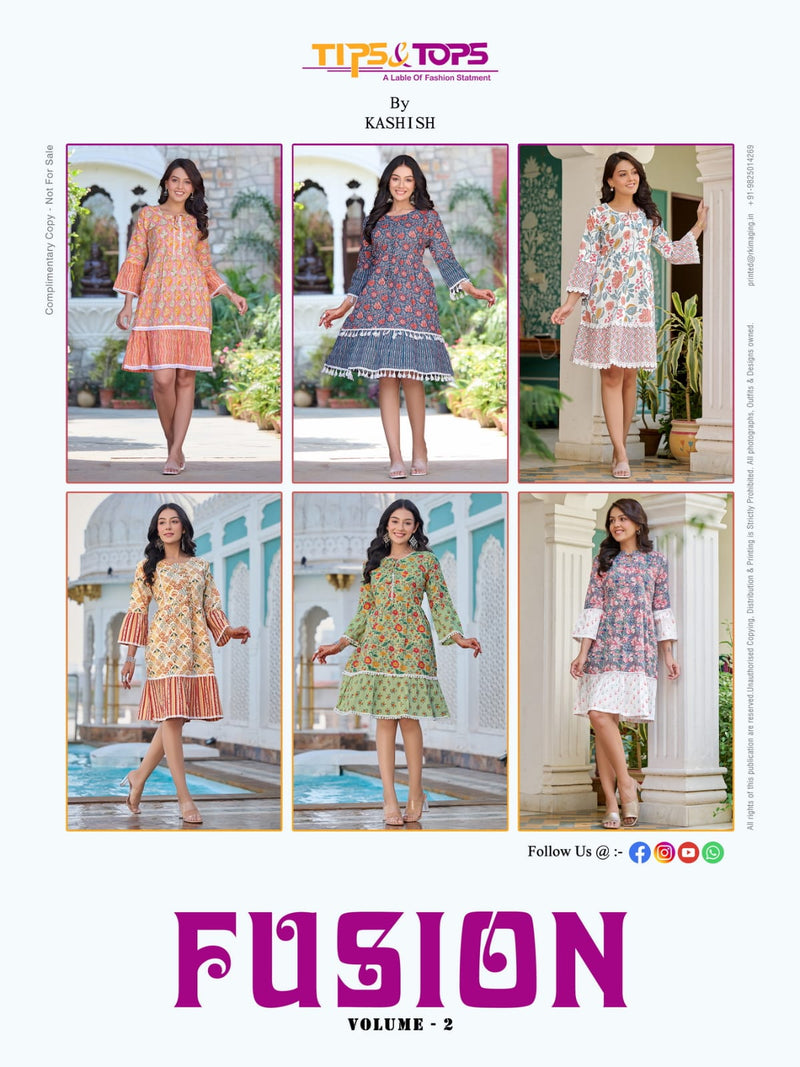 Tips And Tops Fusion Vol 2 Cotton Printed Fancy Designer Kurti