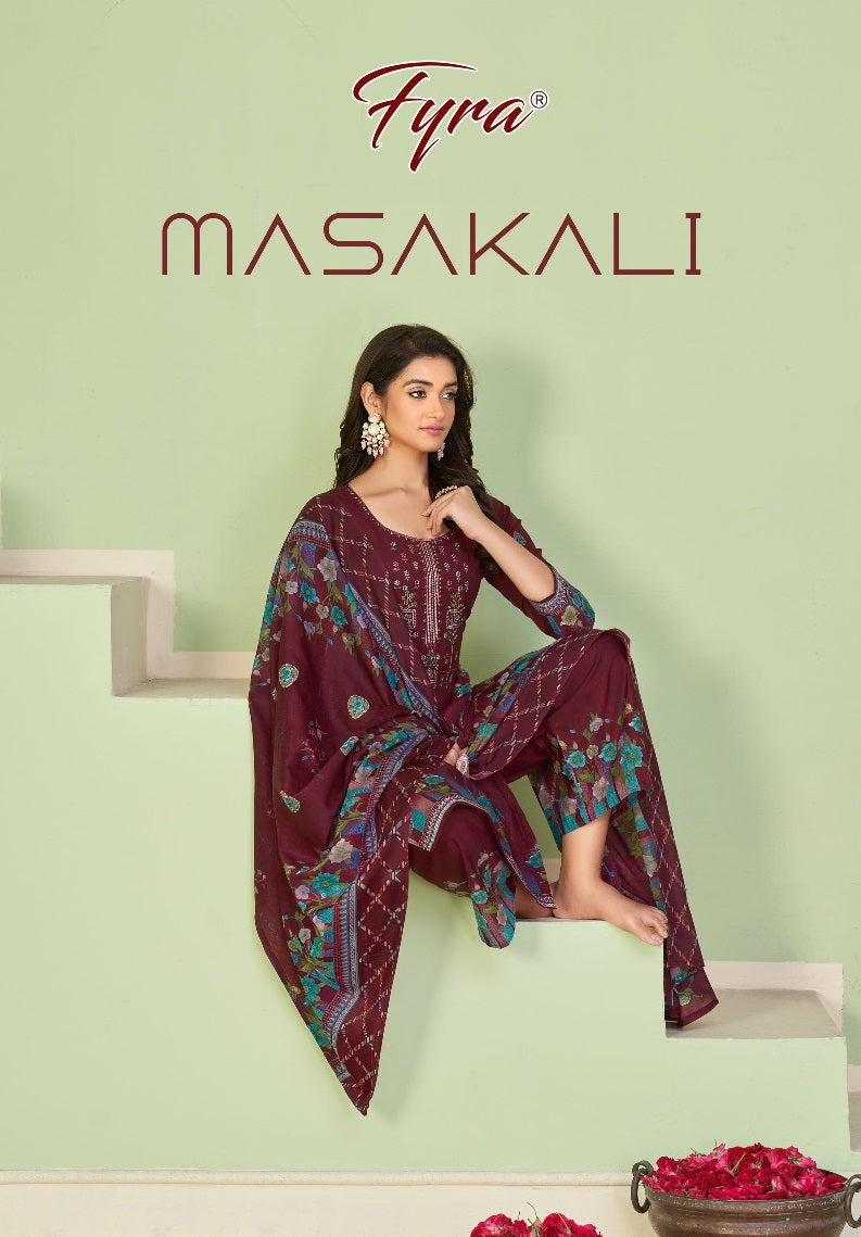 Fyra Designer Masakali Pure Soft Cotton Kashmiri Printed Fancy Embroidery Swarovski Diamond Work Printed Designer Salwar Suits