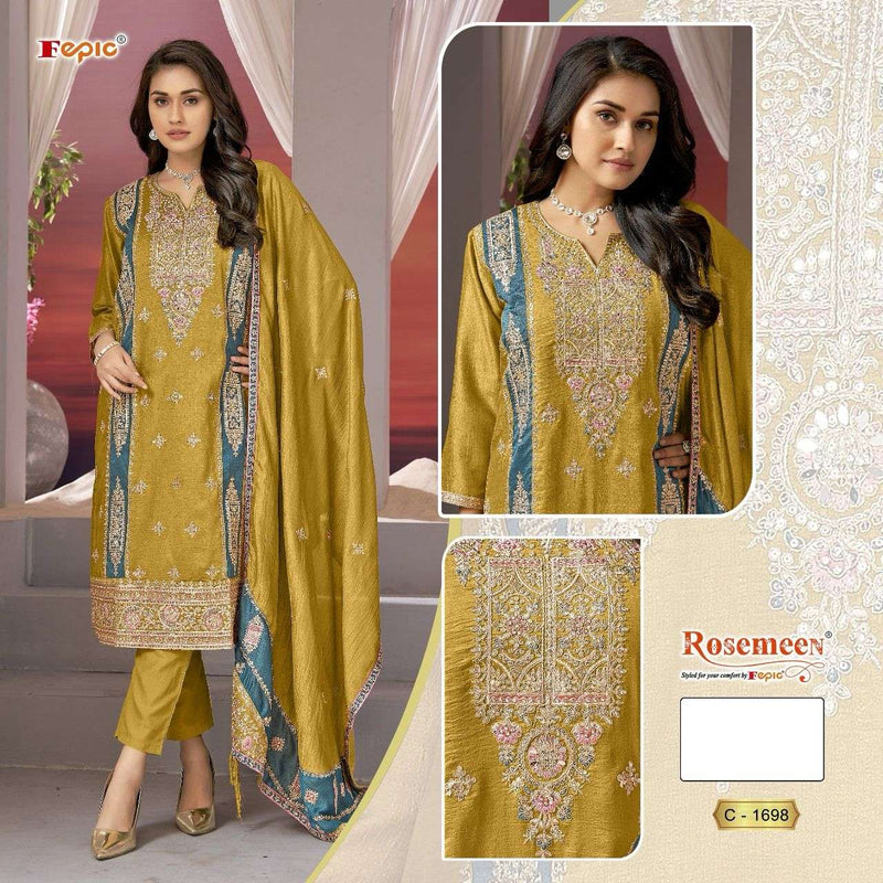 Fepic Rosemeen C 1698 Chinon Embroidered With Jarkan Work Pakistani Salwar Kameez