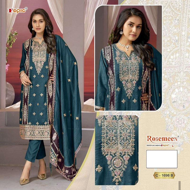 Fepic Rosemeen C 1698 Chinon Embroidered With Jarkan Work Pakistani Salwar Kameez