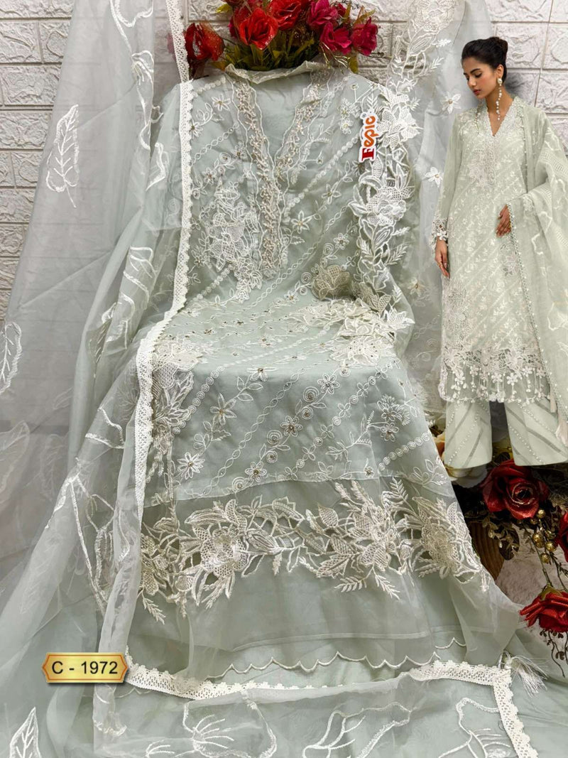 Fepic Rosemeen C 1972 Organza Embroidered Handwork Pakistani Suit