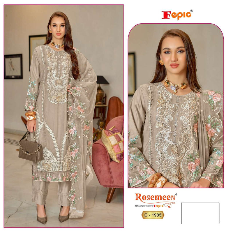 Fepic Rosemeen C 1985 Organza Embroidered Handwork Pakistani Suit