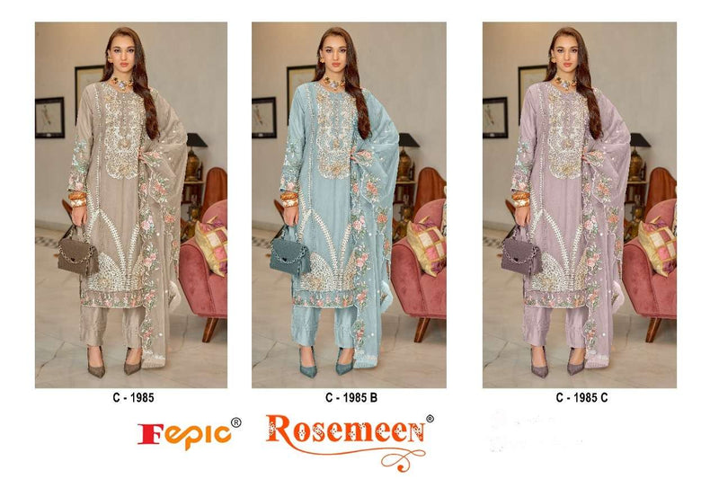 Fepic Rosemeen C 1985 Organza Embroidered Handwork Pakistani Suit