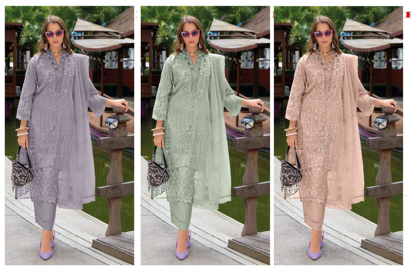 Fepic Crafted Needle Cn 212 Organza Embroidered Jarkan Work Pret Kurti