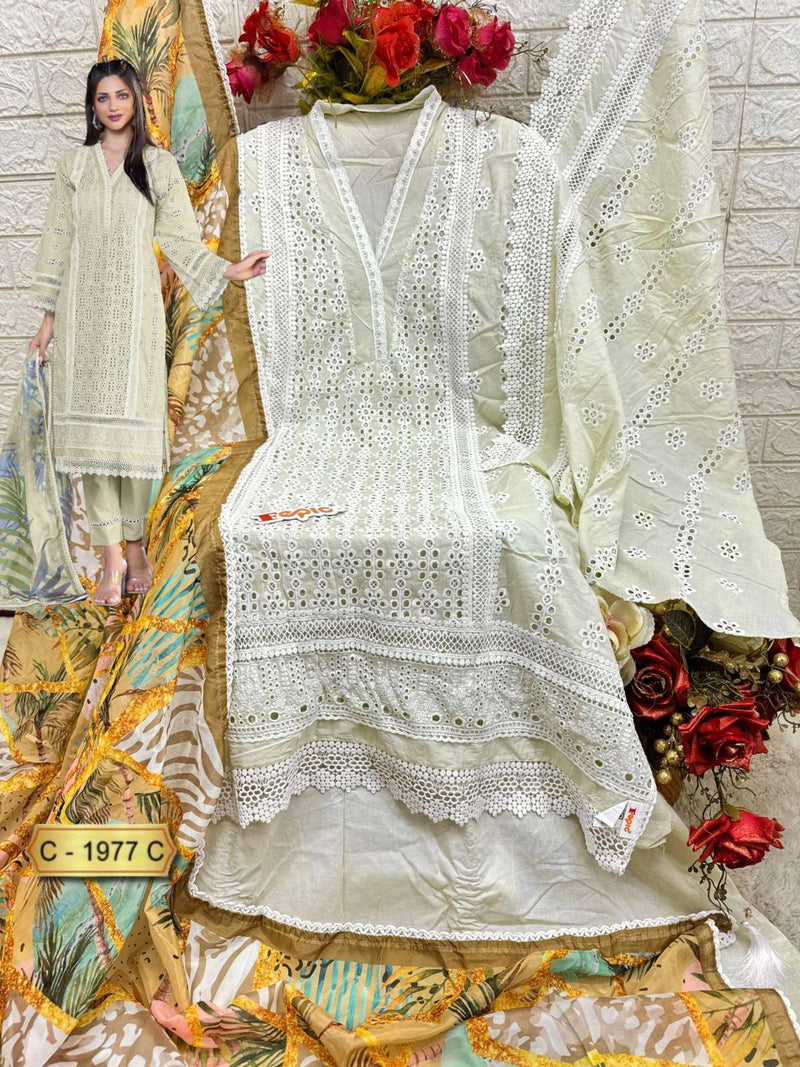 Fepic Rosemeen C 1977 Pure Cotton Embroidered Pakistani Salwar Suit
