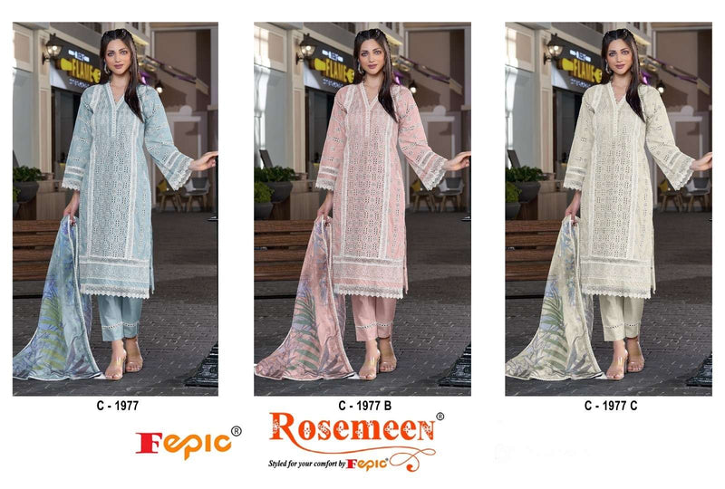 Fepic Rosemeen C 1977 Pure Cotton Embroidered Pakistani Salwar Suit