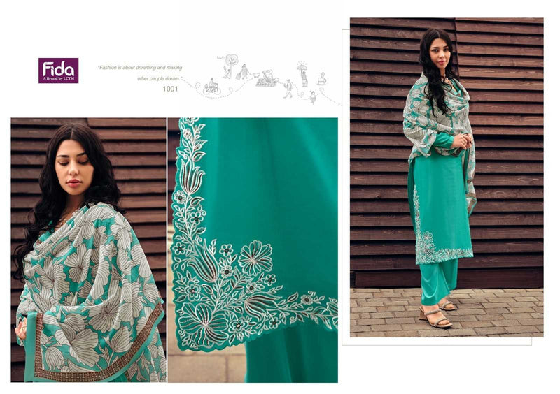 Fida Virika Cotton Satin Stylish Embroidery Work With Printed Dupatta Salwar Suit