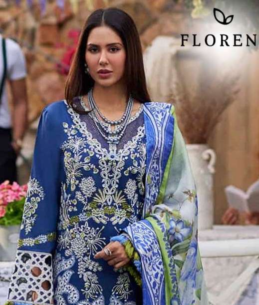Florent D No 1008 Heavy Rayon Embroidery With Cut Work Lace Pakistani Designer Salwar Kameez