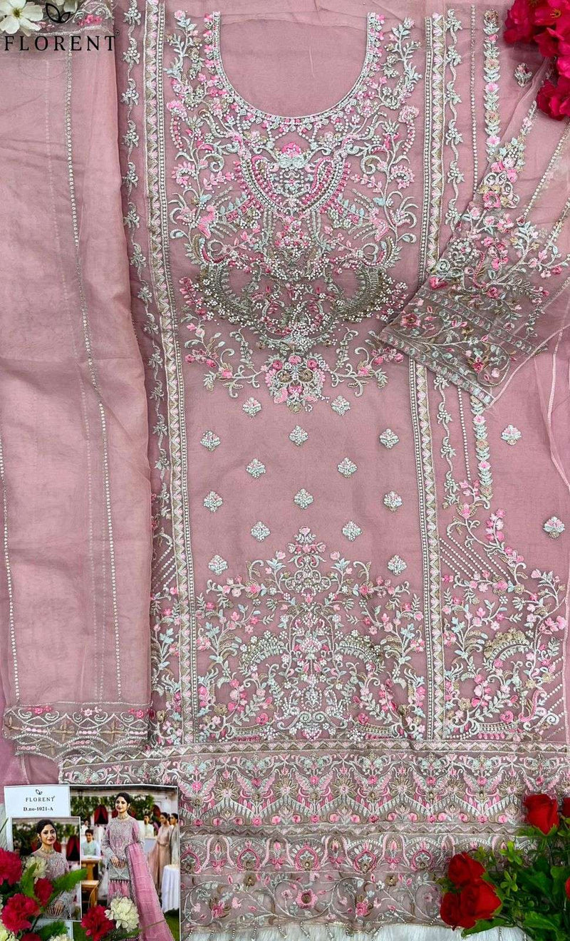 Florent Tm 1021 Abcd Organza Embroidery Handwork Salwar Suit