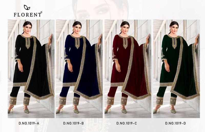 Florent Tm 1019 Abcd Velvet Heavy Embroidery Work Winter Wear Suit