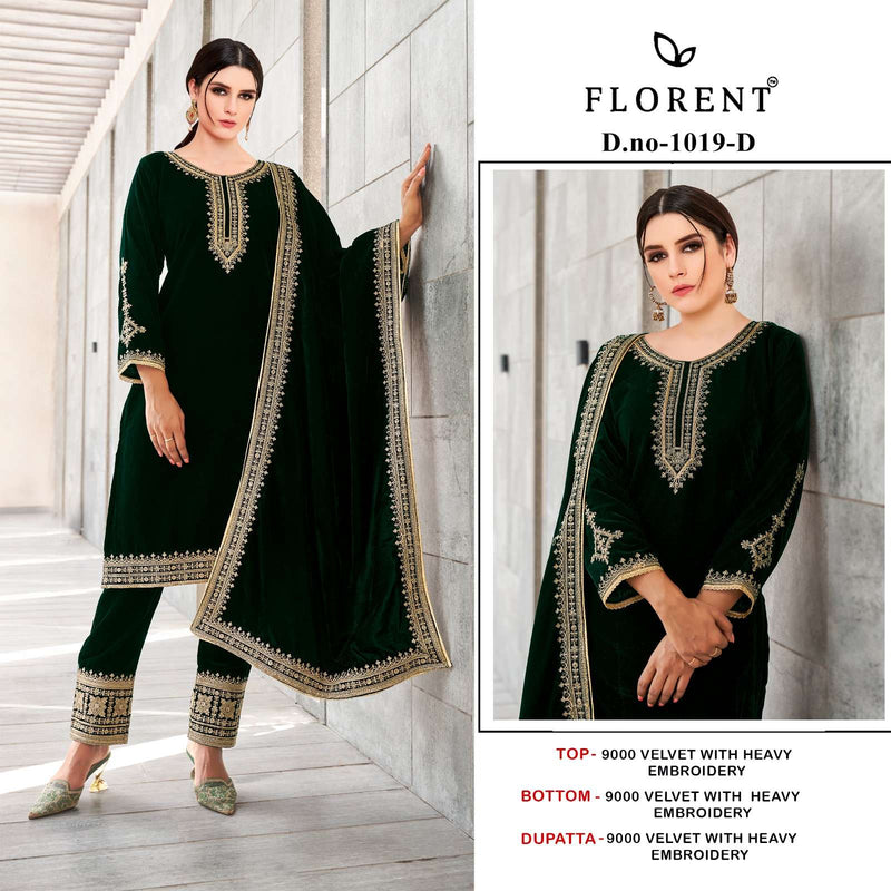 Florent Tm 1019 Abcd Velvet Heavy Embroidery Work Winter Wear Suit