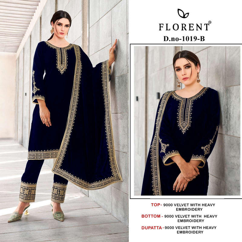 Florent Tm 1019 Abcd Velvet Heavy Embroidery Work Winter Wear Suit