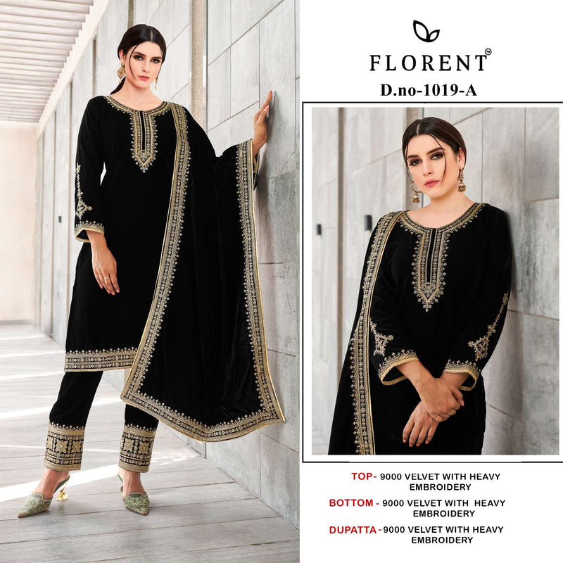 Florent Tm 1019 Abcd Velvet Heavy Embroidery Work Winter Wear Suit