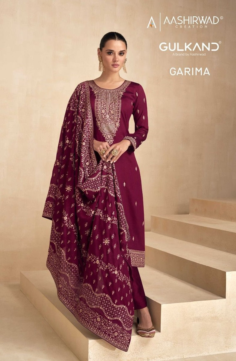 Aashirwad Creation Garima Premium Silk With Beautiful Embroidery Designer Suits