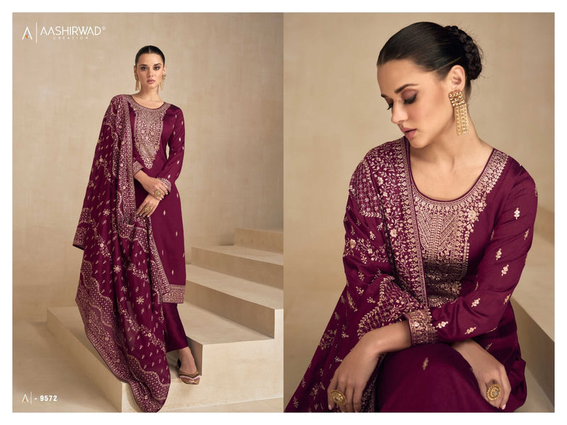Aashirwad Creation Garima Premium Silk With Beautiful Embroidery Designer Suits
