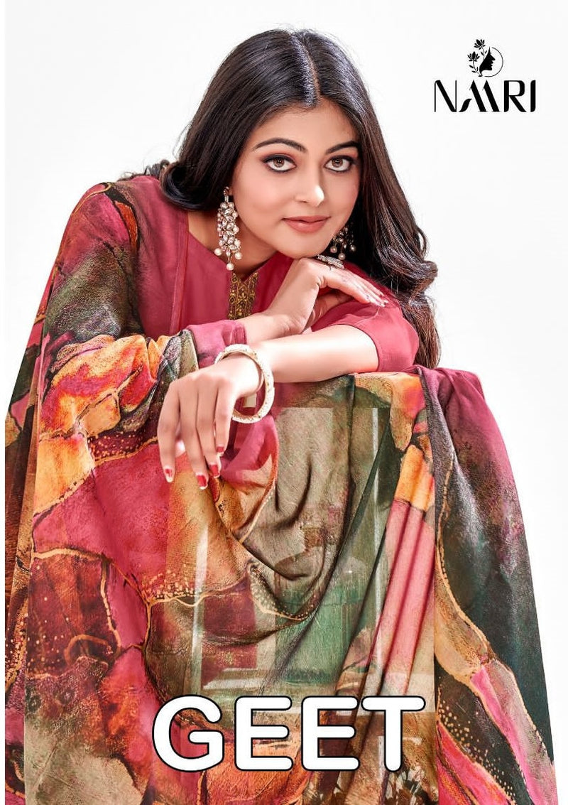 Naari Geet Muslin Silk Embroidery Work Fancy Designer Salwar Kameez