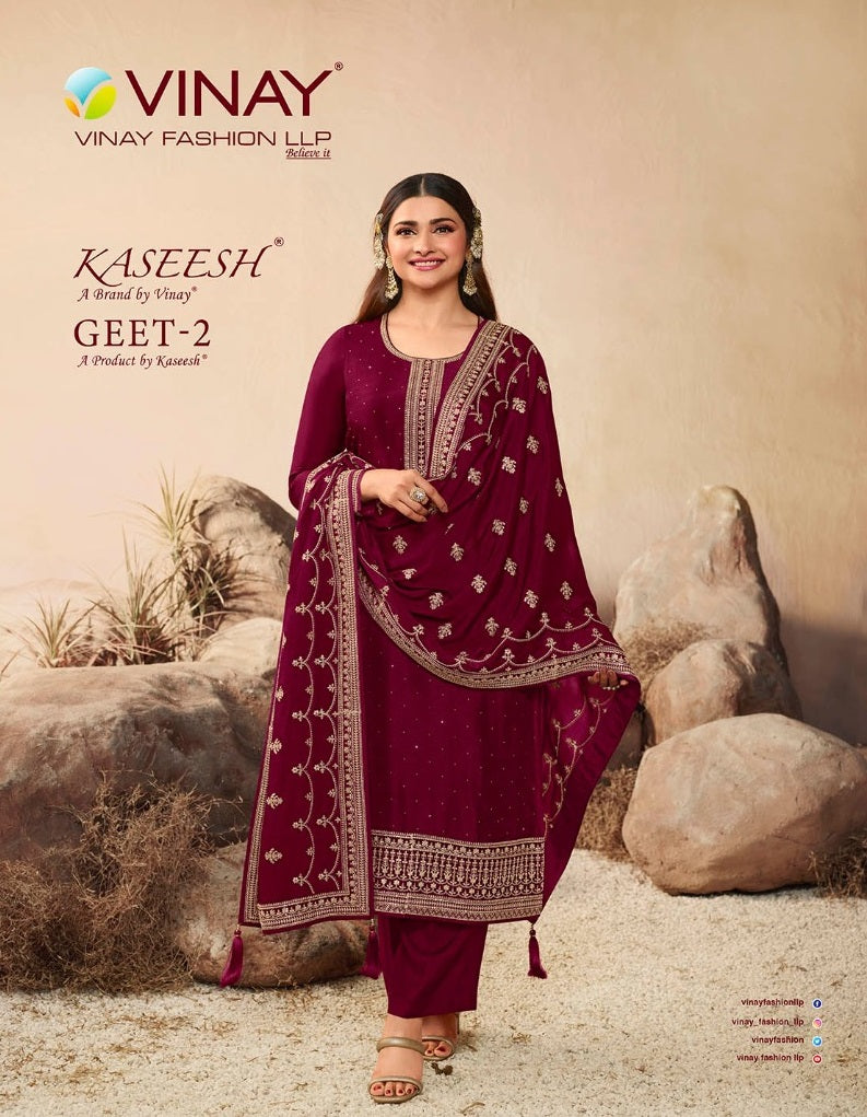 Vinay Fashion Kaseesh Geet Vol 2 Embroidered Dola Silk Heavy Designer Suits