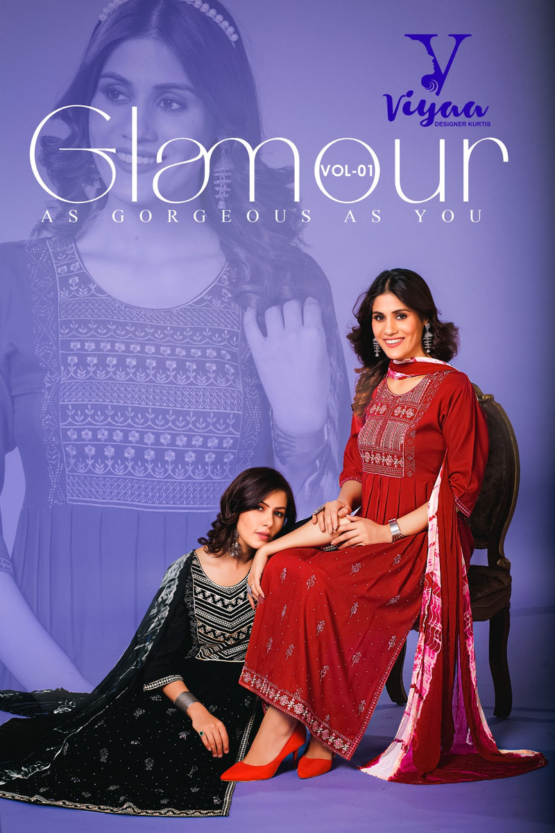 Viyaa Designer Gulmour Vol 1 Rayon Foil Printed Every Occasion Suits