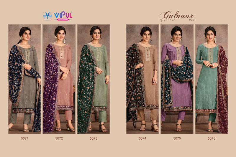 Vipul Gulnaar Vol 2 Chinnon Embroidery Swarovski Fancy Festive Wear Designer Salwar Kameez