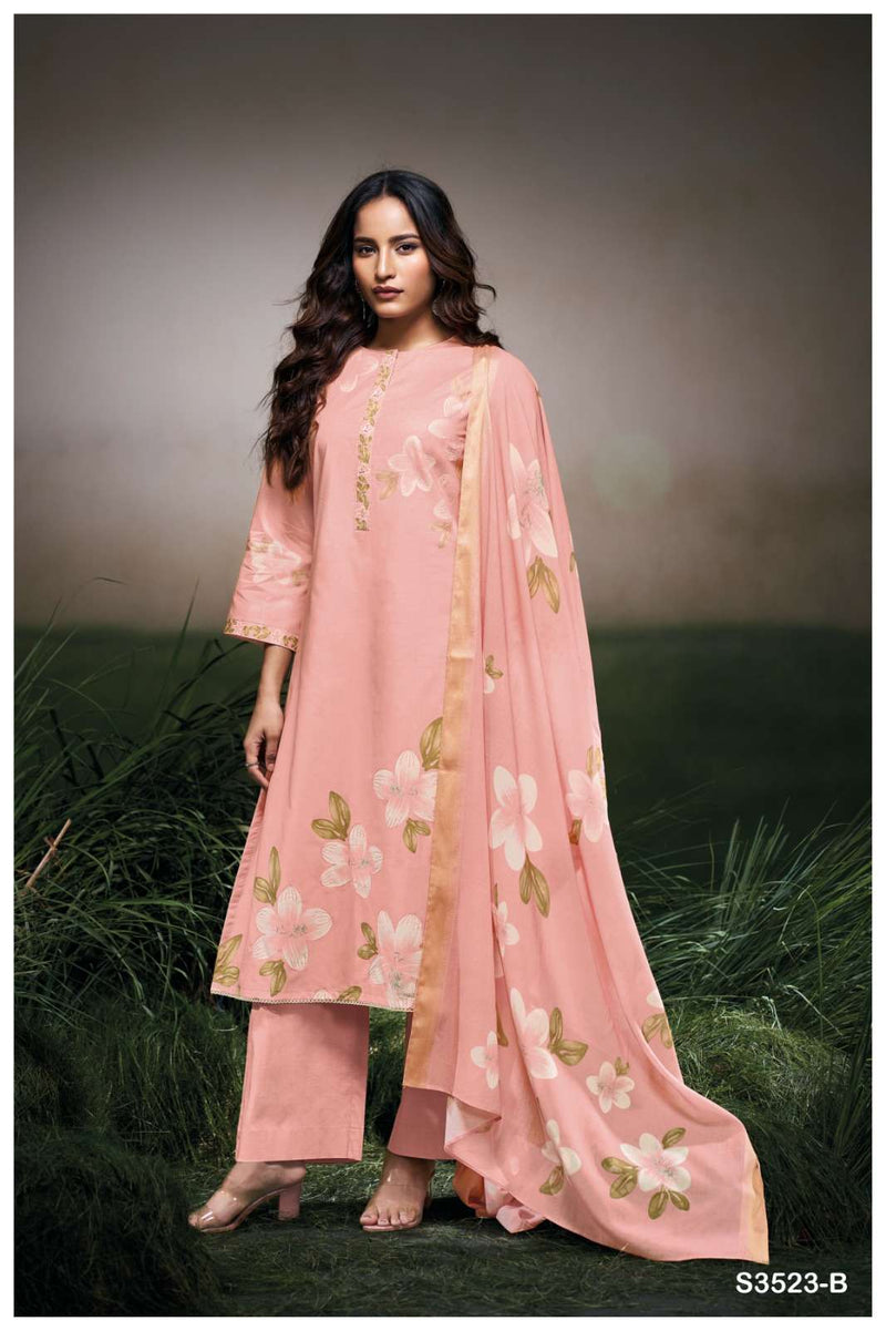 Ganga Faryat 3523 Premium Cotton Embroidered Handwork Salwar Suit
