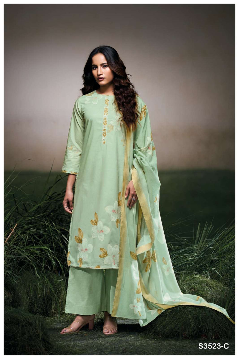 Ganga Faryat 3523 Premium Cotton Embroidered Handwork Salwar Suit
